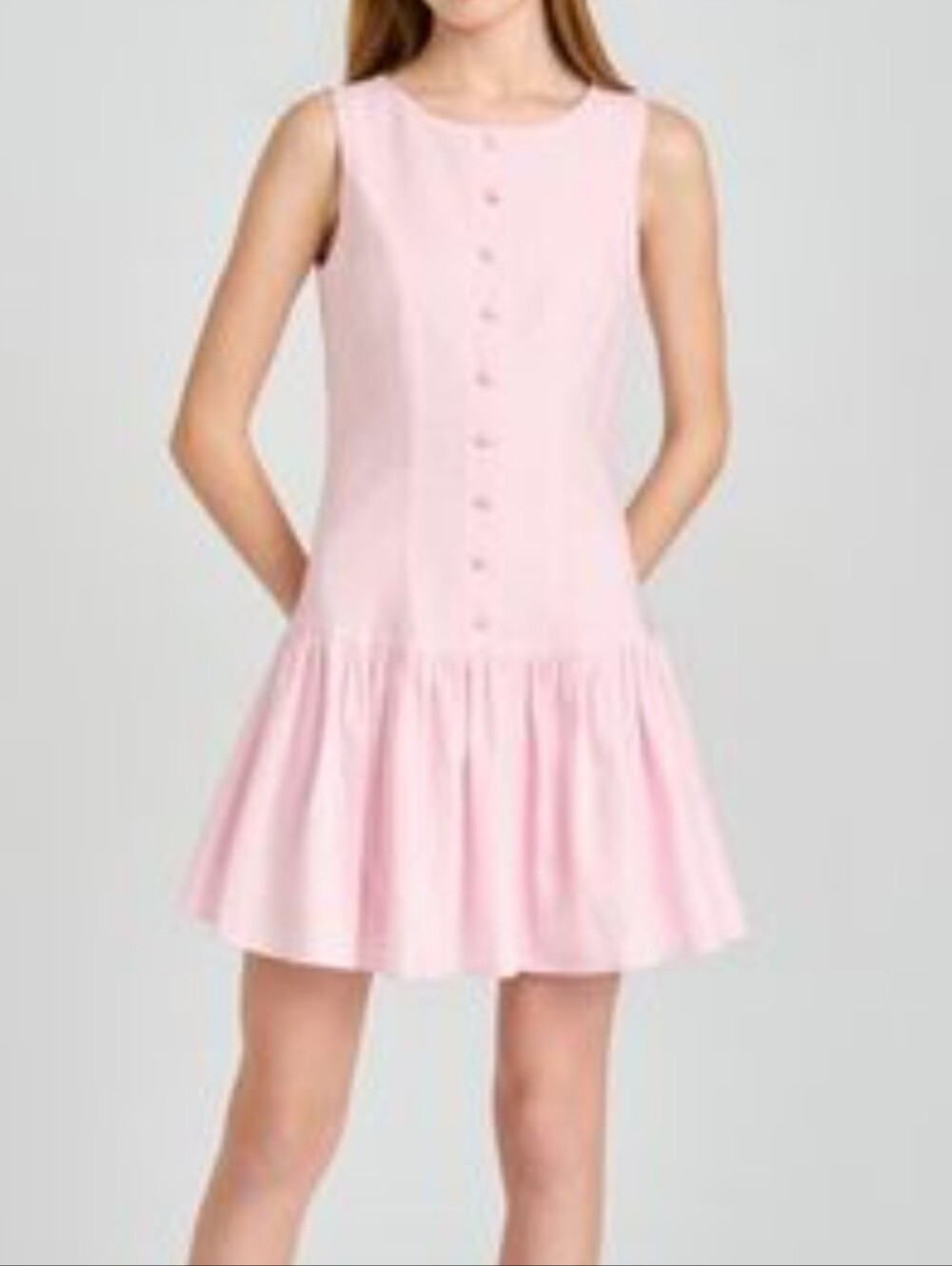 Wayf Pale Pink Sleeveless Button-Front Mini Dress Medium M